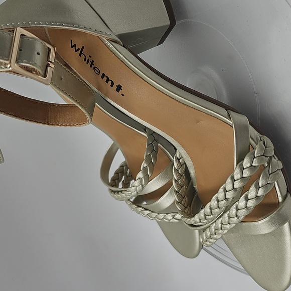 G White Mountain Gold Strappy Heeled Sandal Edge sz 5.5 hot nightlife block heel - Picture 5 of 11